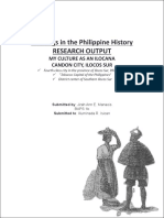 Readings in The Philippine History Research Output: My Culture As An Ilocana Candon City, Ilocos Sur