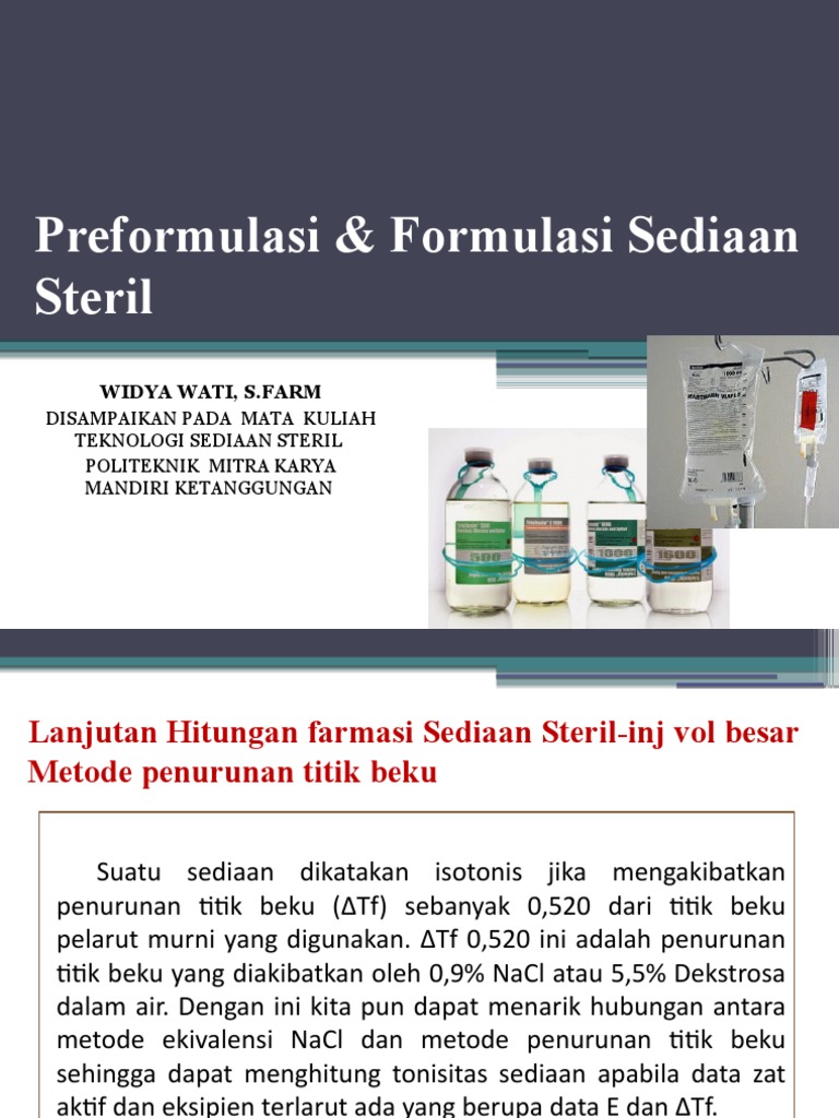 Formulasi Sediaan Steril Parenteral | PDF