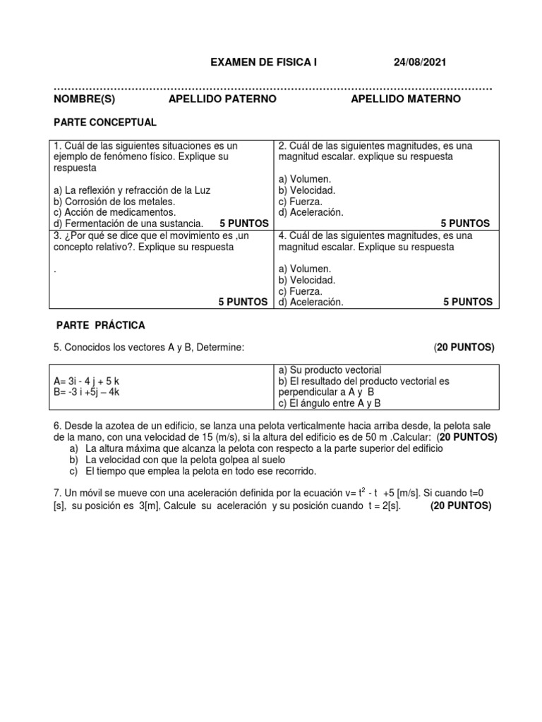Primer Parcial Fisica 1 | PDF | Métodos y materiales de enseñanza ...