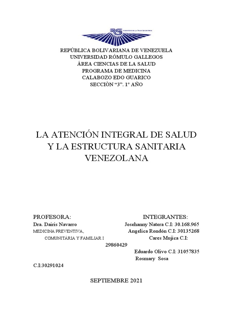 Atención Integral en Salud Venezolana | PDF | Hospital | Cuidado de la ...