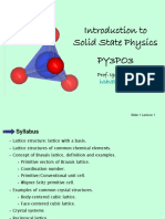 Introduction To Solid State Physics PY3PO3: Prof. Igor Shvets