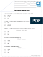 Avaliacao de Matematica 4 Ou 5 Ano