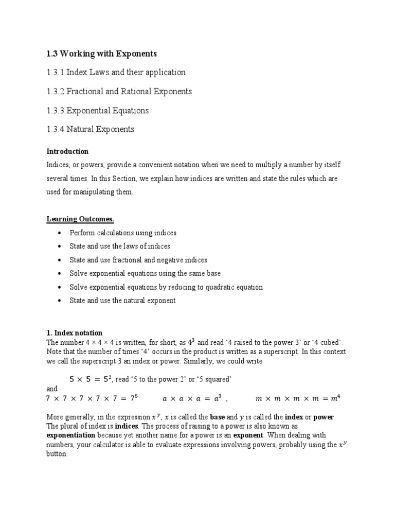 Exponent Rules And Applications Pdf Exponentiation Equations