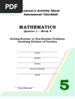 Mathematics: Learner's Activity Sheet Assessment Checklist