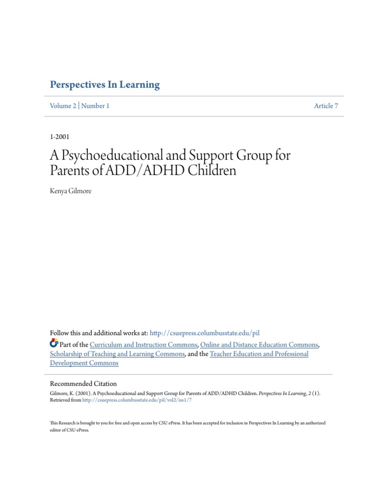 A Psychoeducational and Support Group For Parents of ADD - ADHD Chi ...