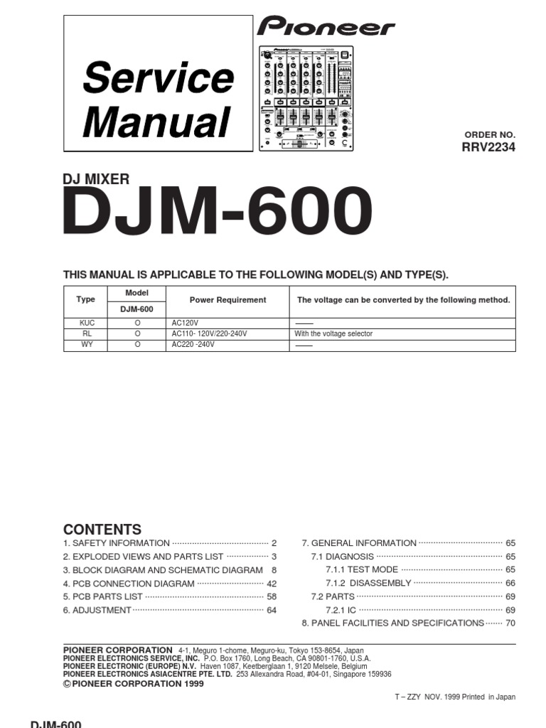 Pioneer Mixer DJM 600 | PDF | Resistor | Printed Circuit Board
