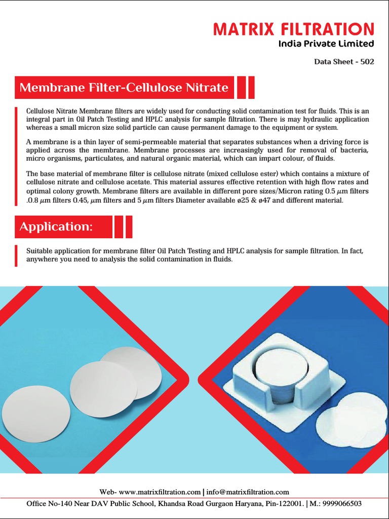 Matrix Filtration Membrane FilterCellulose Nitrate PDF