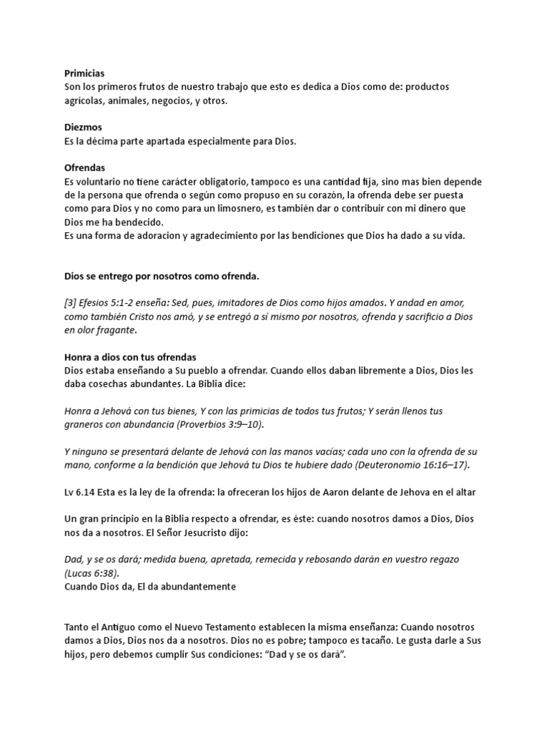 Principios de Ofrenda en la Iglesia | PDF | Dios | Diezmo