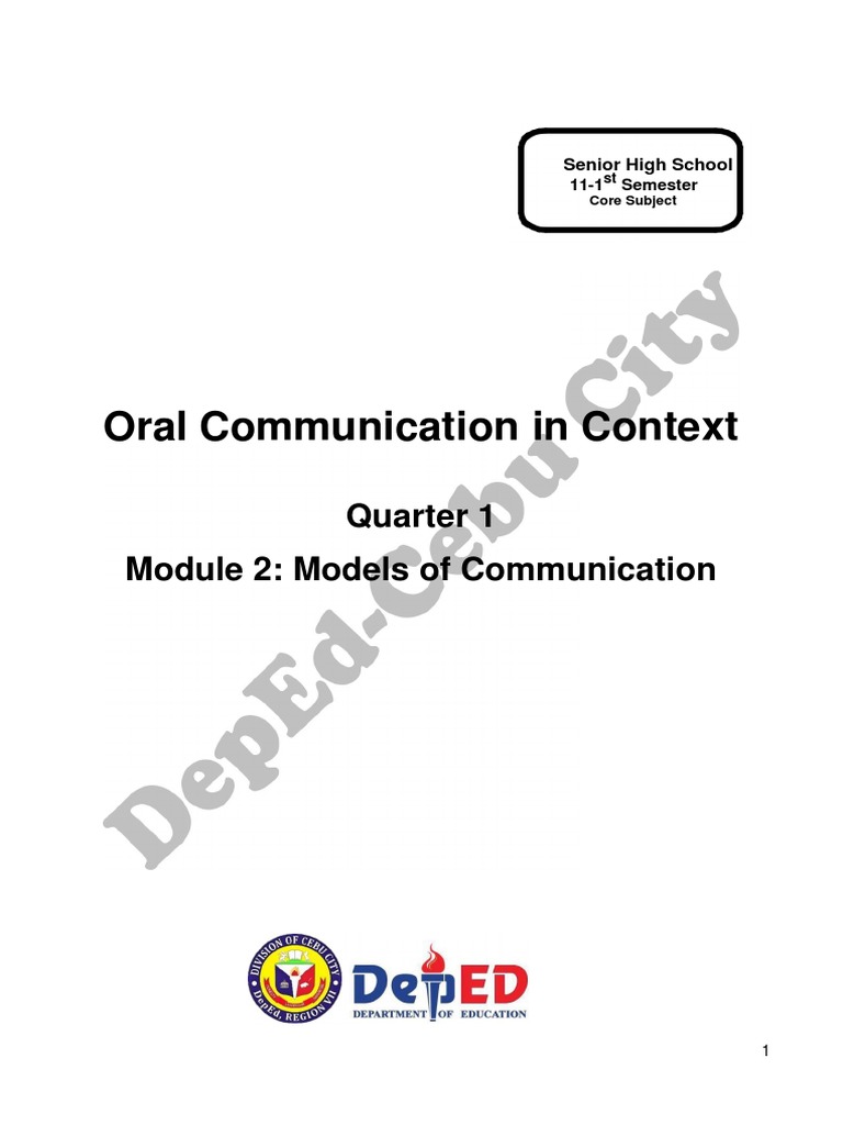 Oral Communication Q1 Module2 For Upload PDF Communication