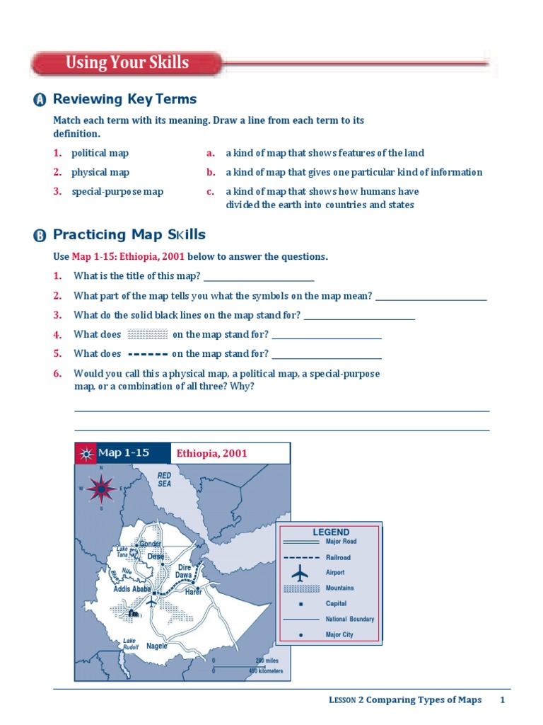 Comparing Types of Maps Worksheet PDF