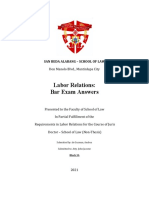 Labor Relations: Bar Exam Answers: San Beda Alabang - School of Law