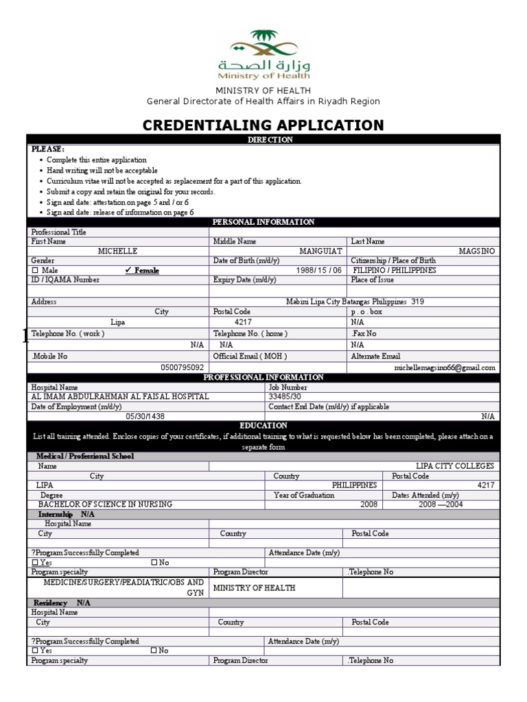 Credentialing Application Form Guide | PDF | Residency (Medicine ...