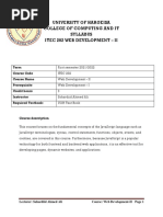 University of Hargeisa College of Computing and It Syllabus Itec 202 Web Development - Ii