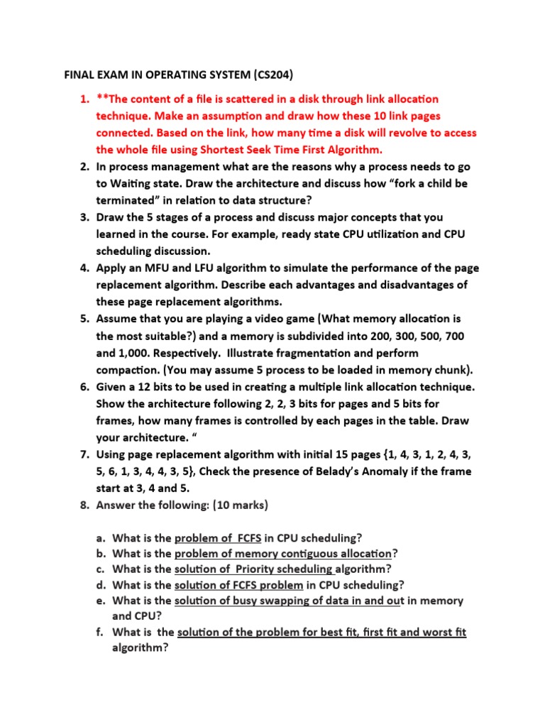Final Exam 2ND Sem Sy 2021 | PDF | Scheduling (Computing) | Computing