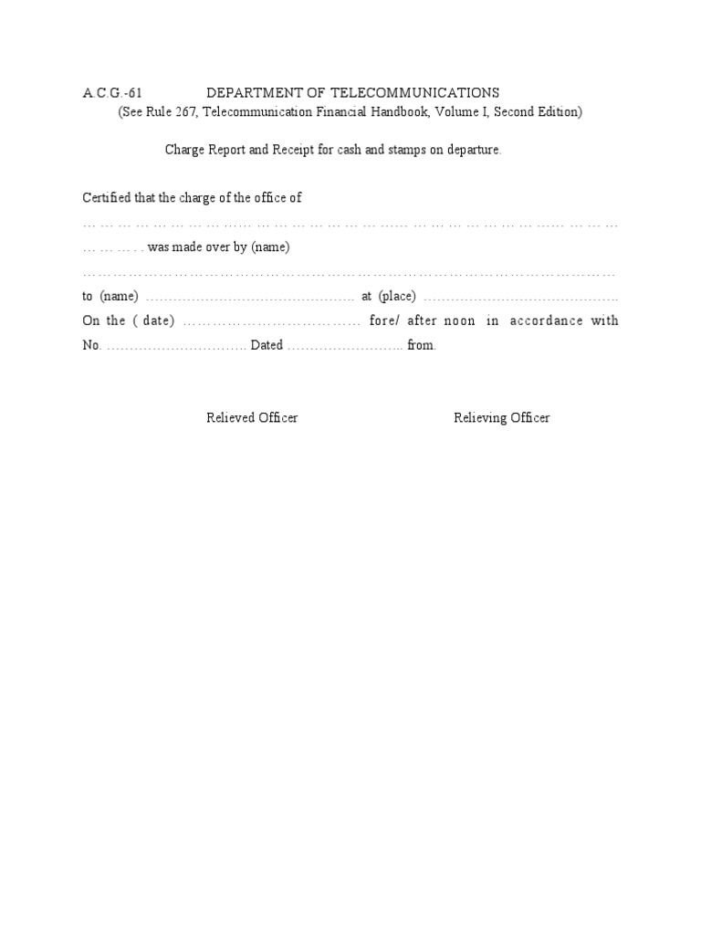 A.C.G.-61 Charge Report Template | PDF | Technology & Engineering