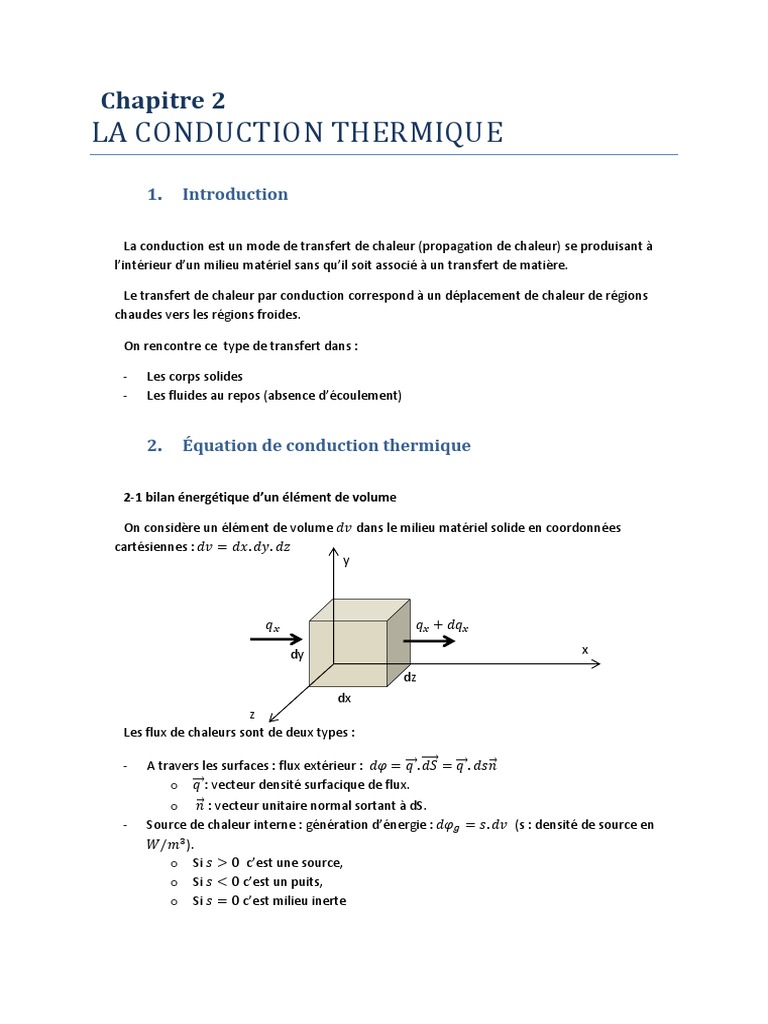 Conduction thermique et équations associées PDF Transfert thermique — free download