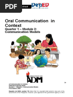 Oral Communication in Context: Quarter 1 - Module 2: Communication Models