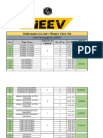 Mathematics Lecture Planner Class 9th: Class Timing @7pm (MWF)