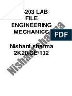 CE-203 LAB File Engineering Mechanics Nishant Sharma 2K20/CE/102