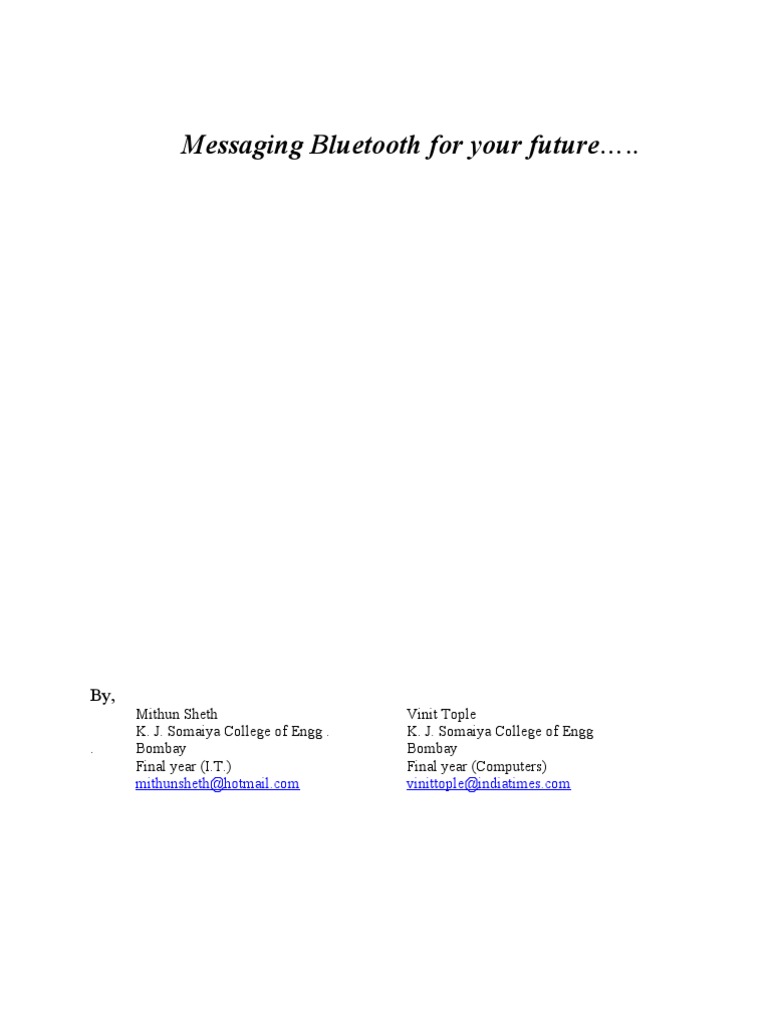 Bluetooth and SMS Convergence Plan | PDF | Bluetooth | Computer Network
