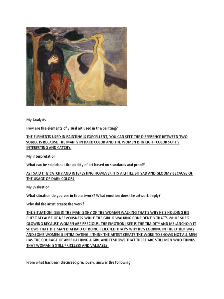 Art Analysis: Emotions and Interpretations | PDF | Emotions | Cognition