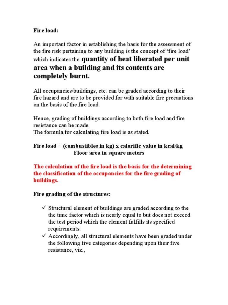 Fire Load Assessment and Precautions | PDF | Calorie | Chemistry