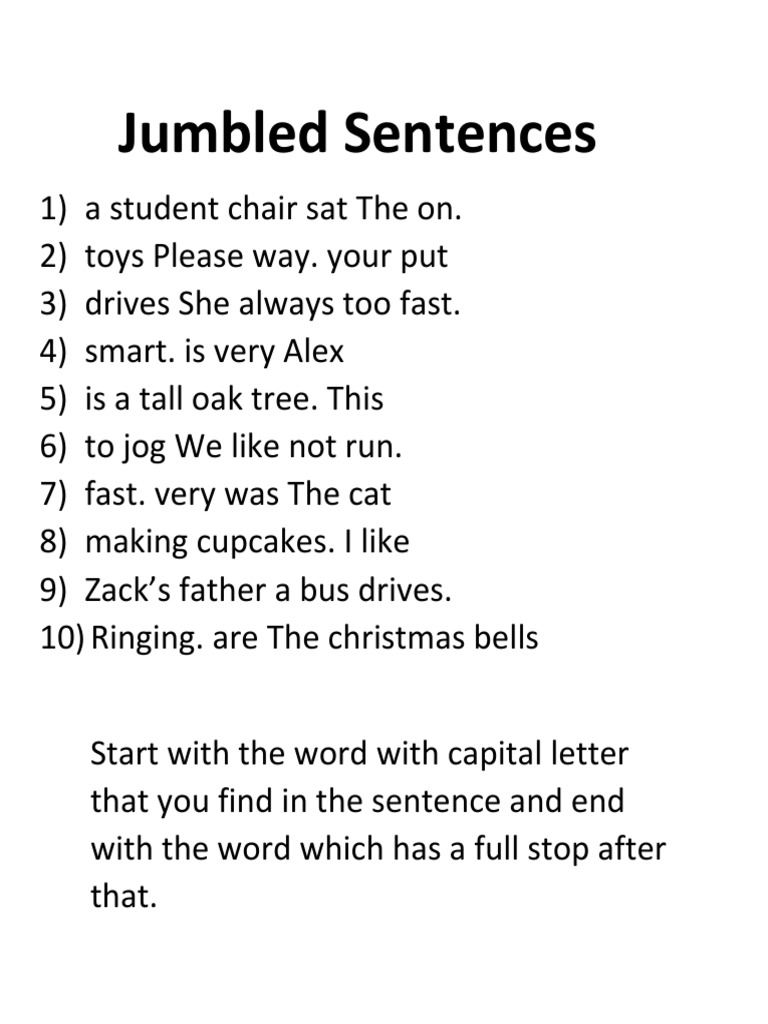 Jumbled Sentences for Class 2 | PDF | Language Arts & Discipline