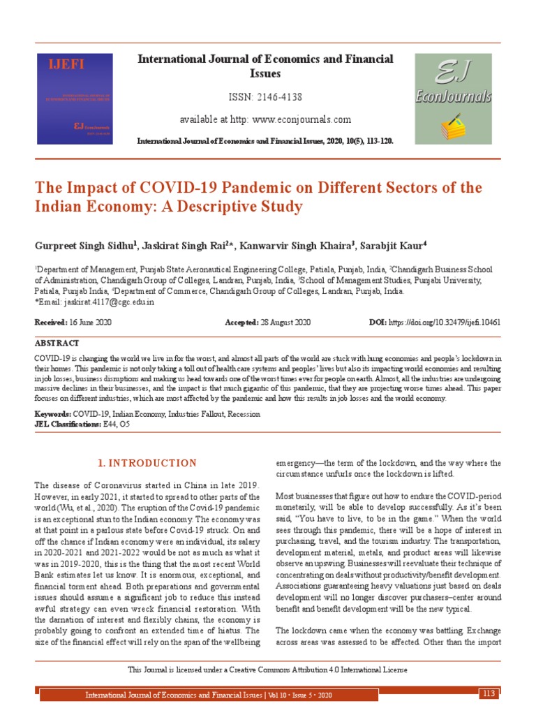 COVID-19's Impact on Indian Economy Sectors | PDF | Economy Of India ...