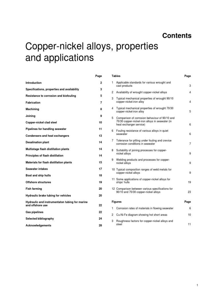 CopperNickel Alloys, Properties and Applications PDF Corrosion