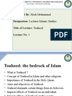 Presented By: Hosh Mohammad Designation: Lecturer Islamic Studies Title of Lecture: Touheed Lecture No: 1