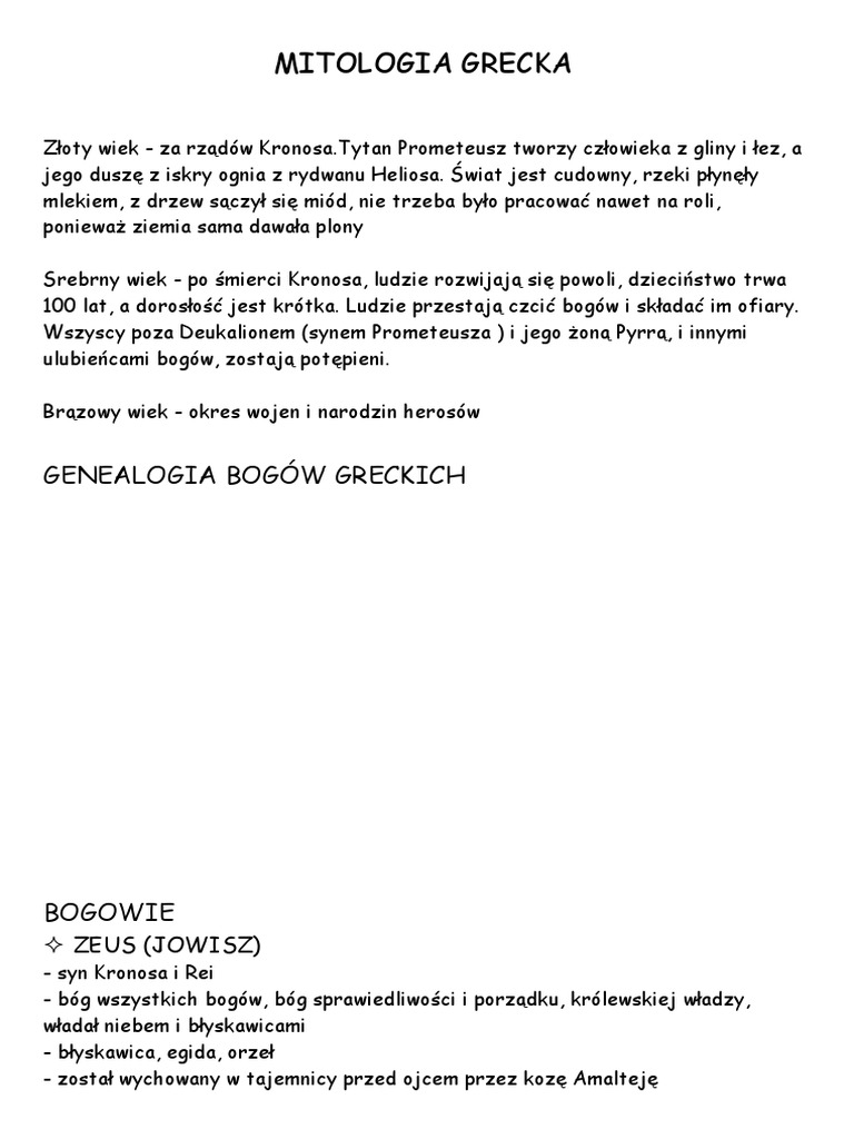 Testy Z Mitologii Greckiej Klasa 5