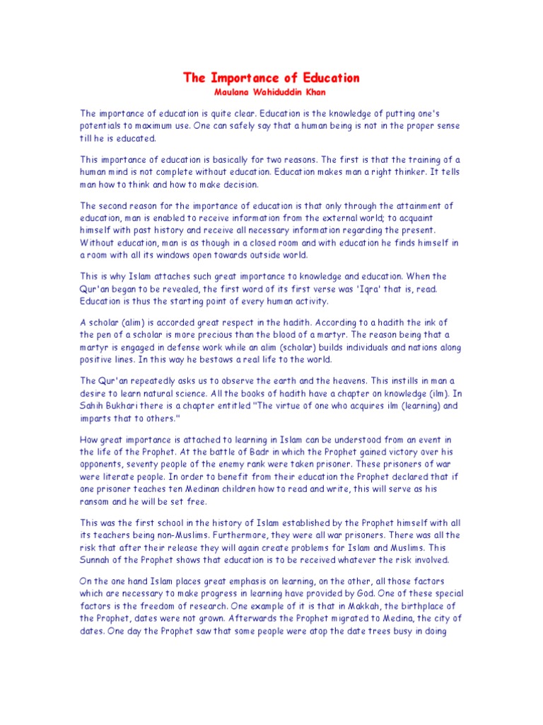 The Importance of Education | PDF | Social Science