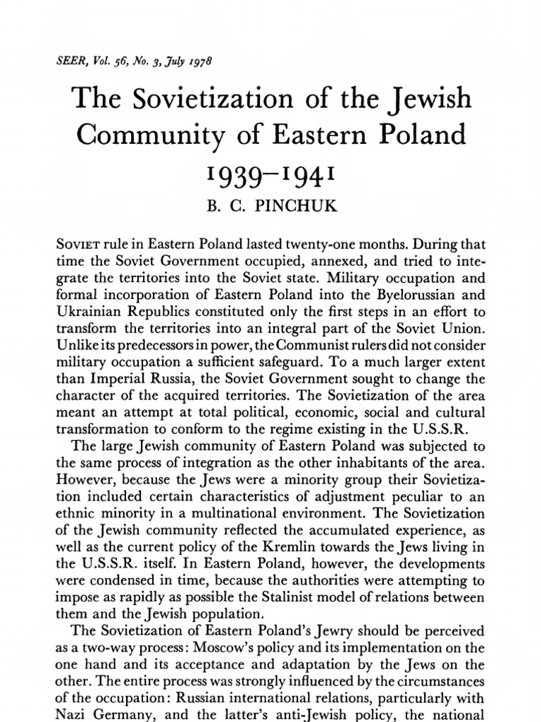 The Sovietization of The Jewish Community of Eastern Poland 1939-1941 ...