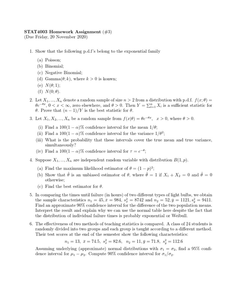 STAT4003 Homework Assignment #3 | PDF | Teaching Methods & Materials ...