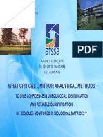 What Critical Limit For Analytical Methods: Afssa - Fougères LERMVD