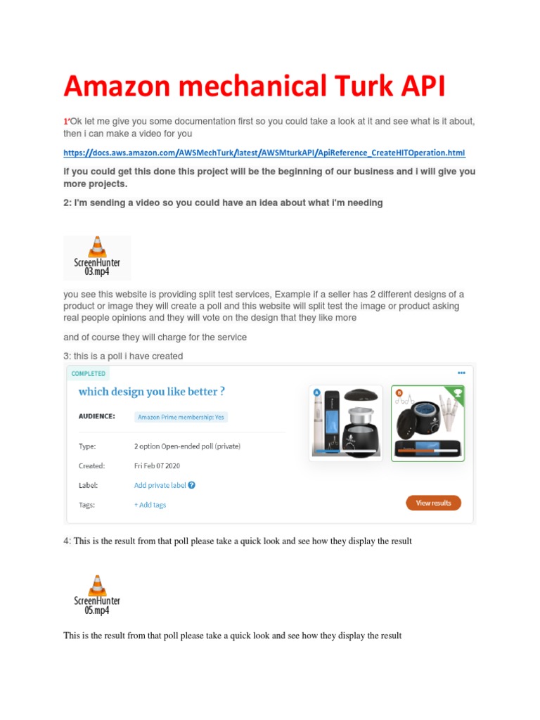 Amazon Mechanical Turk API PDF Computing Software