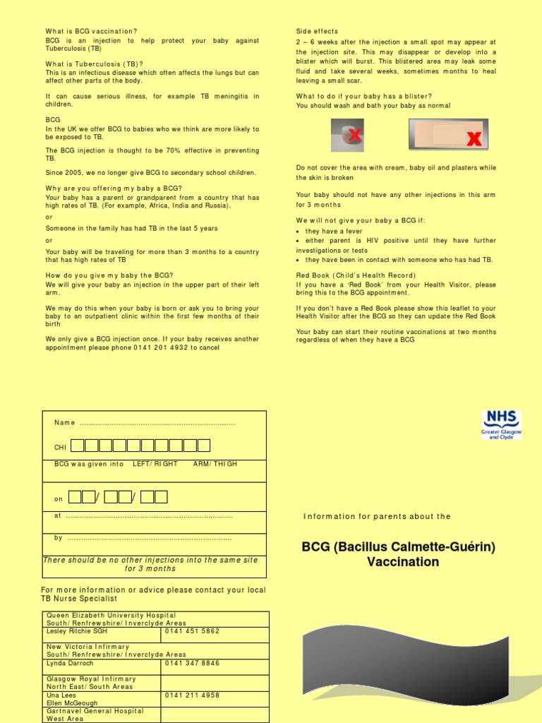 Current BCG Leaflet Babies Yellow 2018 A 2 | PDF | Tuberculosis ...