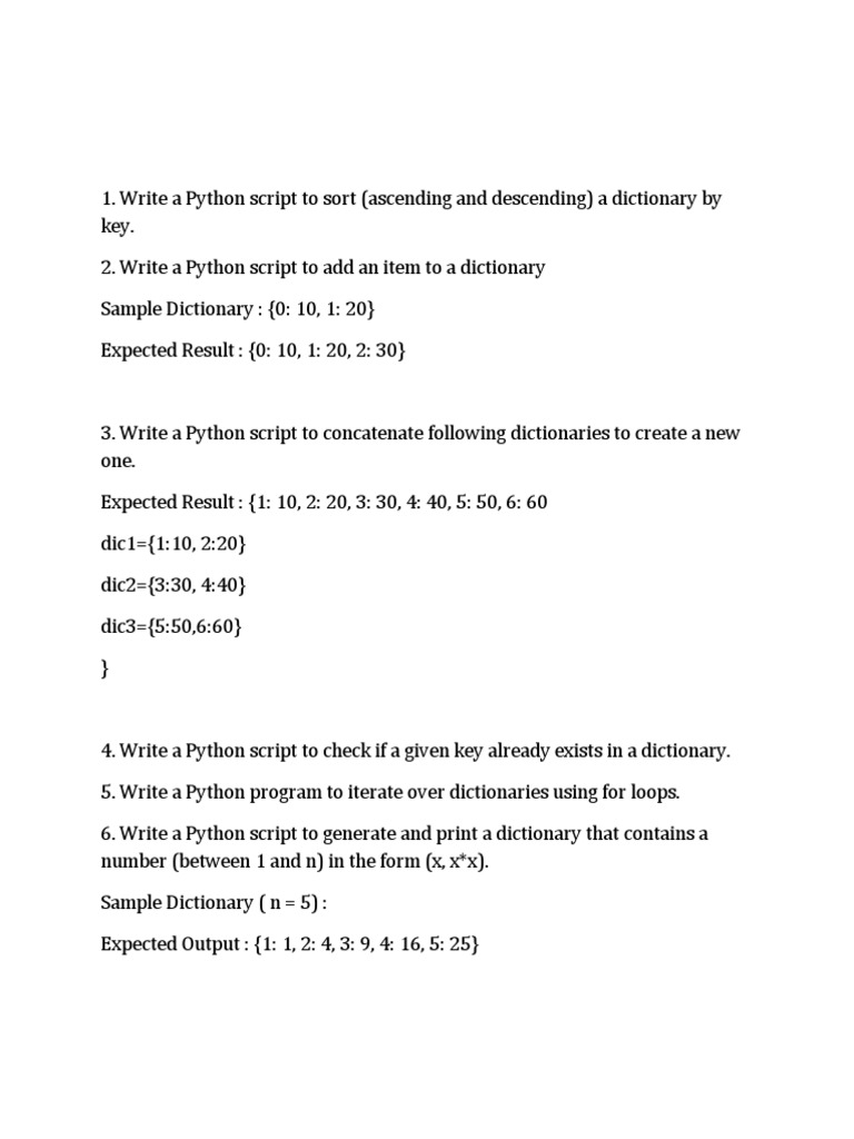 Python Dictionary Assignment Guide | PDF | Computers