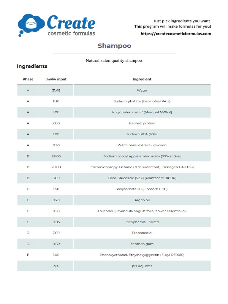 Natural Salon Quality Shampoo | PDF | Self-Improvement | Wellness