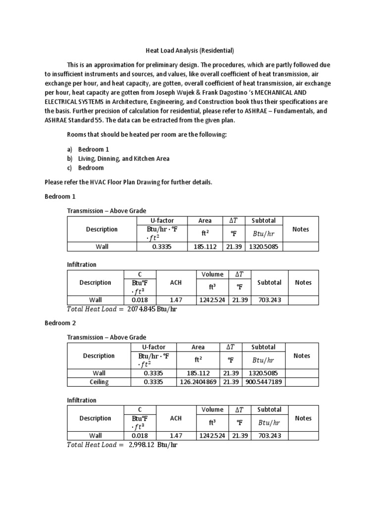 Heating Load Analysis Project Sample | PDF | Temperature | Transport ...