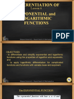 8a. Differentiation of Exponential and Logarithmic Functions With Solutions