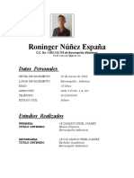 Roninger Núñez España Hoja de Vida 2021