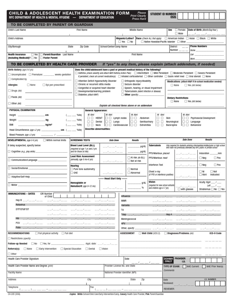 Health Exam Form Race And Ethnicity In The United States Census