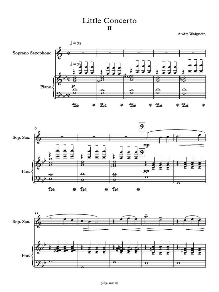 Andre Waignein Little Concerto (II, III) (Soprano Saxophone, Piano