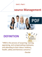 Human Resource Management: Unit 1-Part I