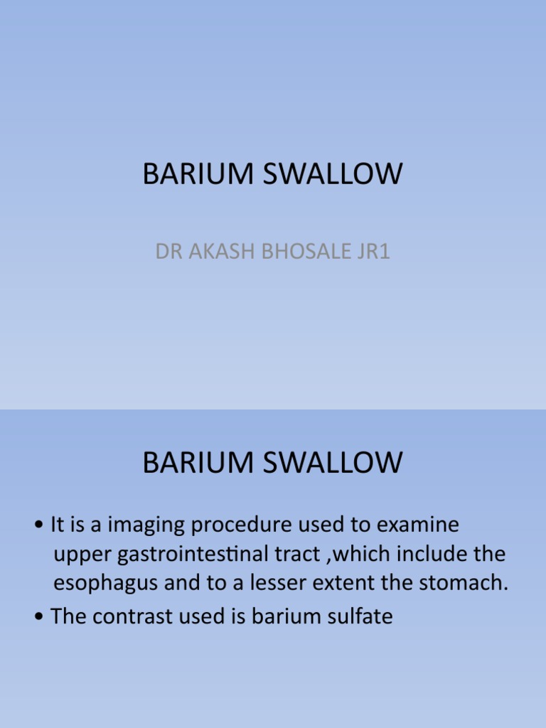 Barium Swallow Procedure Overview | PDF | Esophagus | Anatomy