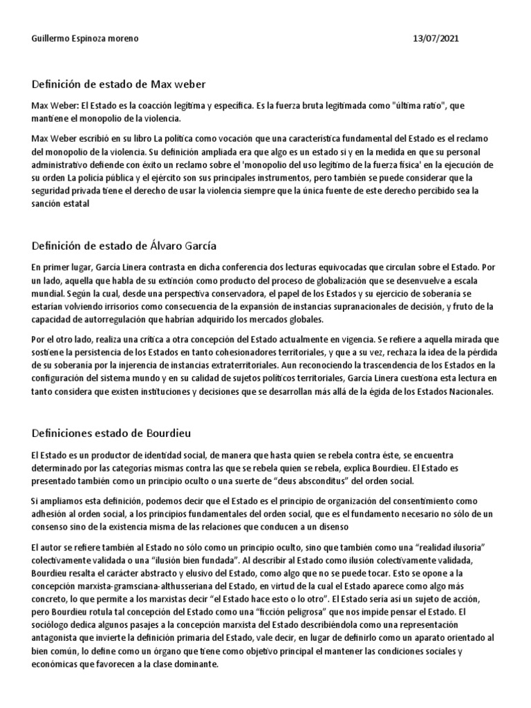 Definicion de Estado | PDF | Estado (política) | Karl Marx