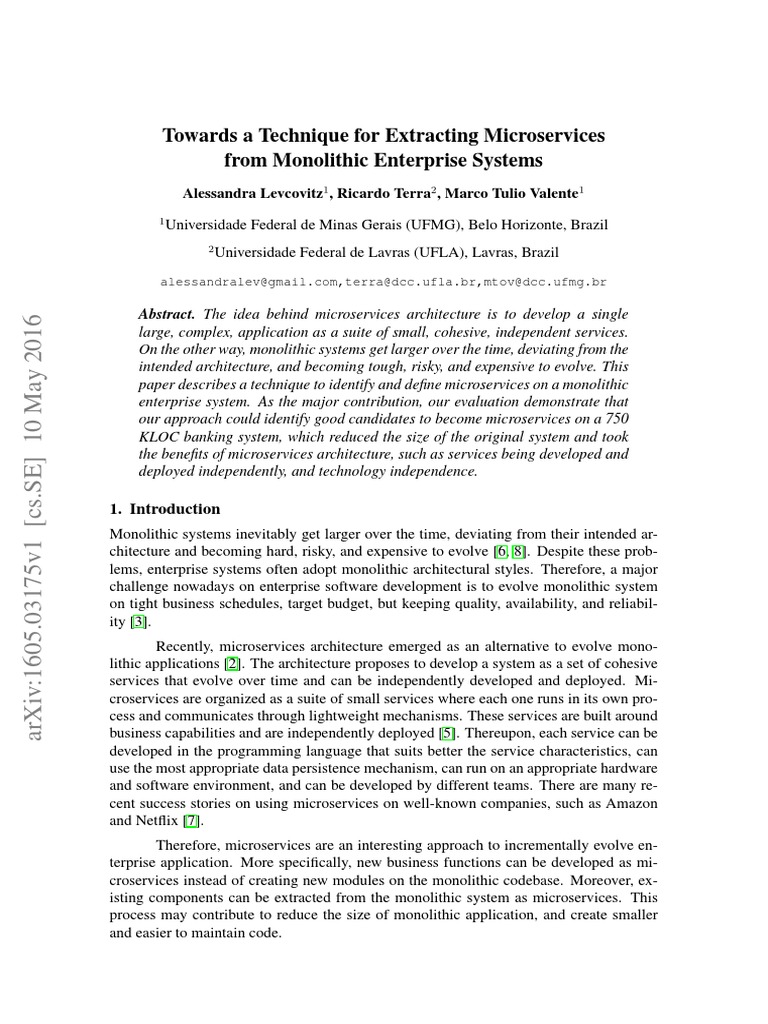 Towards A Technique For Extracting Microservices From Monolithic ...