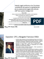 Cálculo Del Interés Legal Conforme A Las Circulares Del BCR y La Prohibición de Pactar La Capitalización de Intereses (O Anatocismo) Según Del Artículo 1249° de Nuestro Código Civil