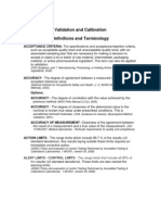 Laboratory Validation Definitions and Terminology